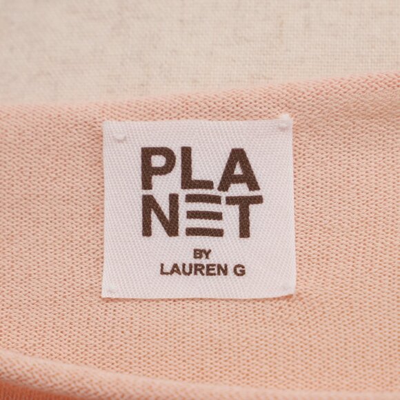 PLANET BY LAUREN G Pima Cotton Boatneck Rib Sweater Pale Coral OS - Picture 6 of 8
